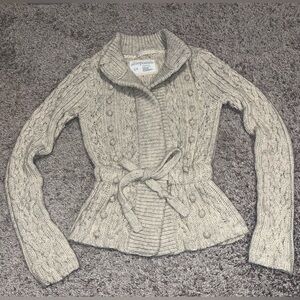 Aeropostale Women's Cream Cable Knit Cardigan